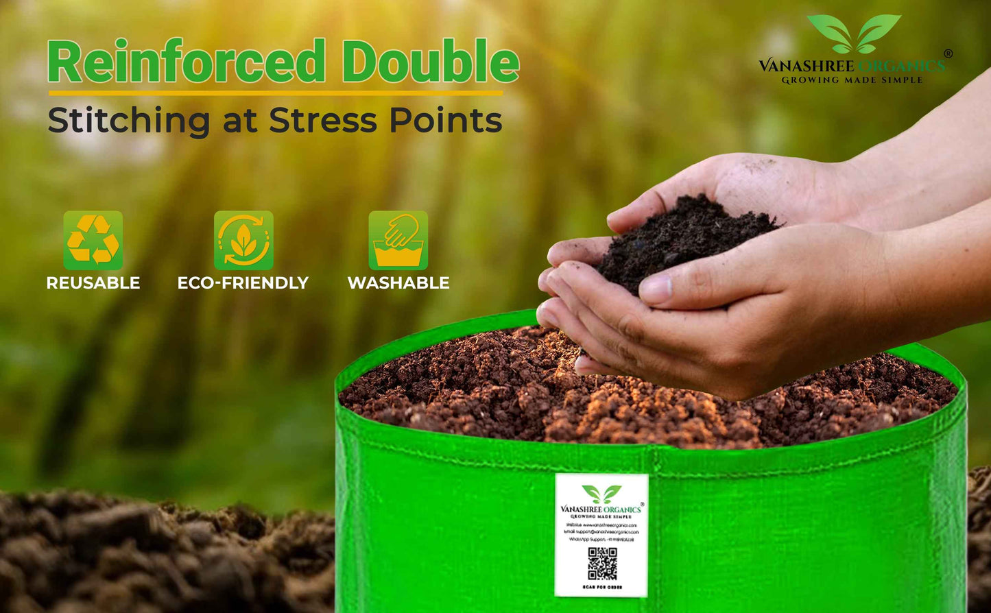Grow Bag 12x12 Inch for Home Gardening - Vanashree Organics