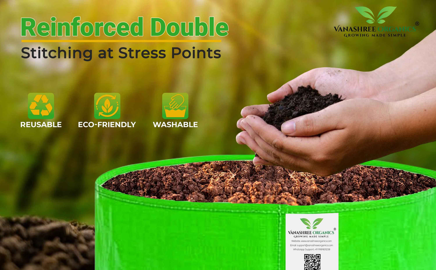 Grow Bag 15x12 Inch for Home Gardening - Vanashree Organics