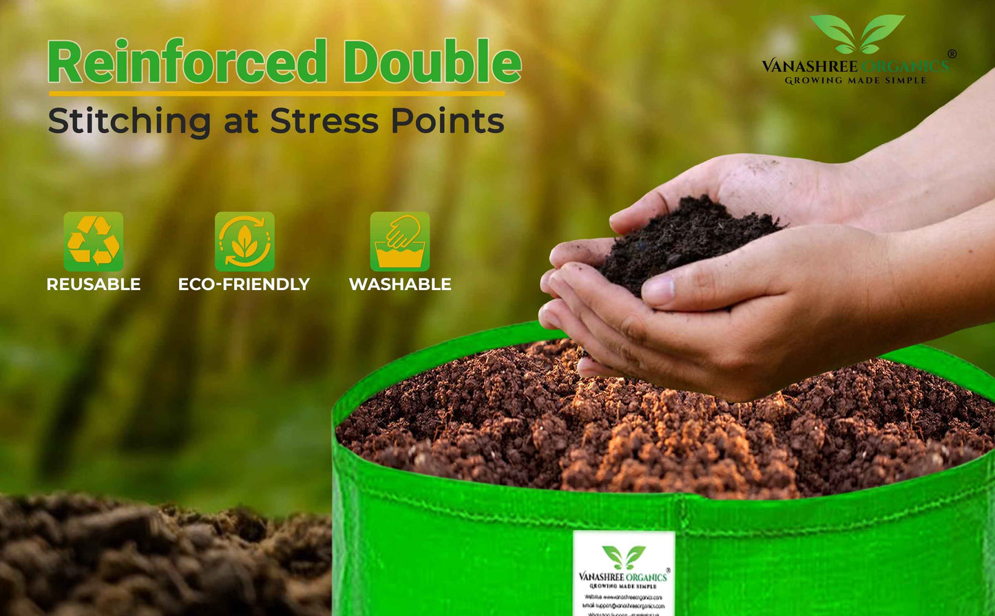 Grow Bag 15x18 Inch for Home Gardening - Vanashree Organics