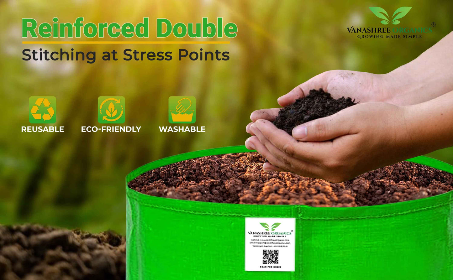 Grow Bag 15x9 Inch for Home Gardening - Vanashree Organics