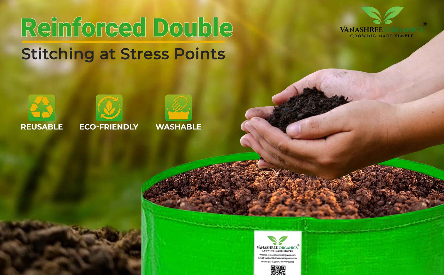 Grow Bag 15x15 Inch for Home Gardening - Vanashree Organics