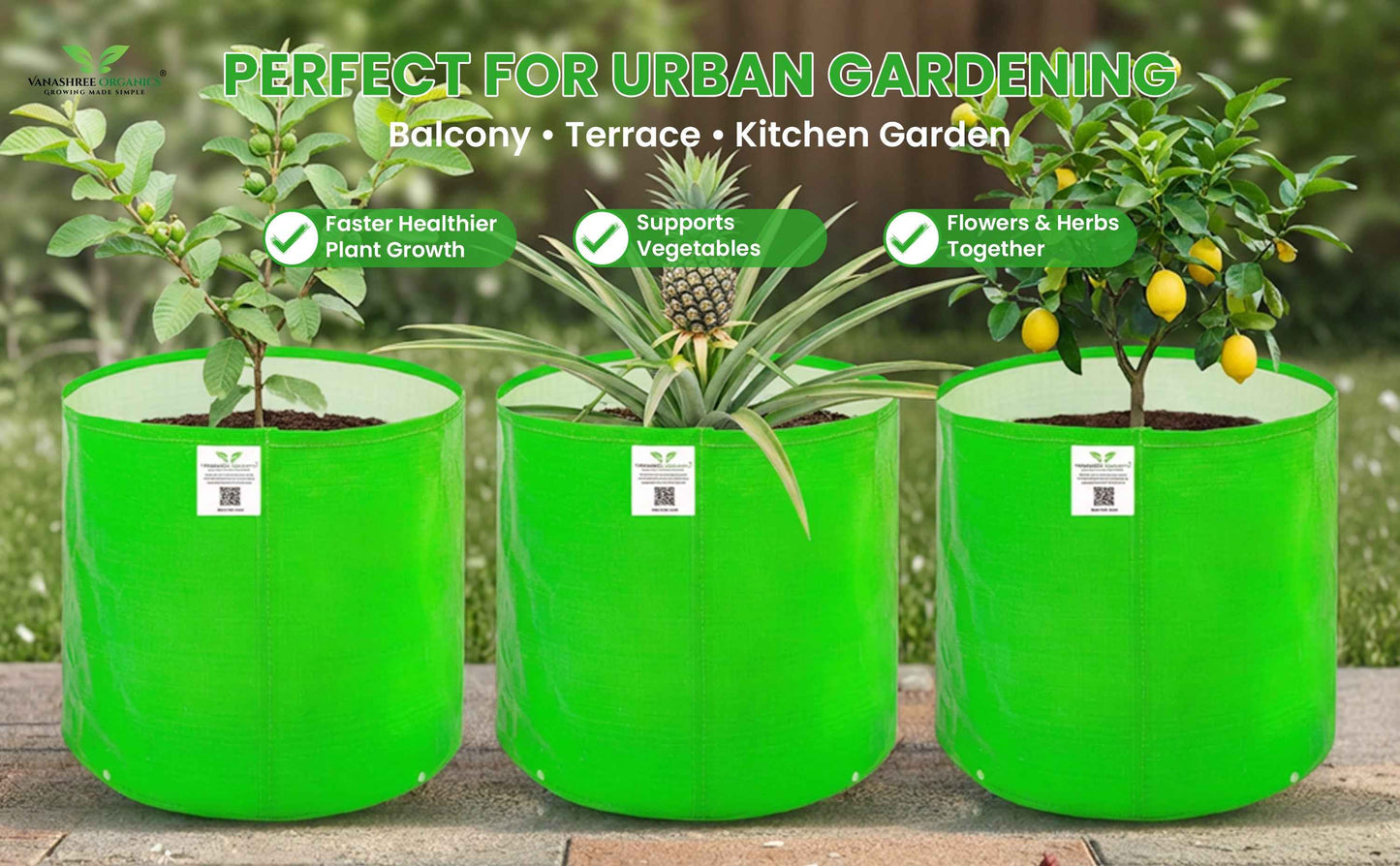 Grow Bag 18x24 Inch for Home Gardening - Vanashree Organics