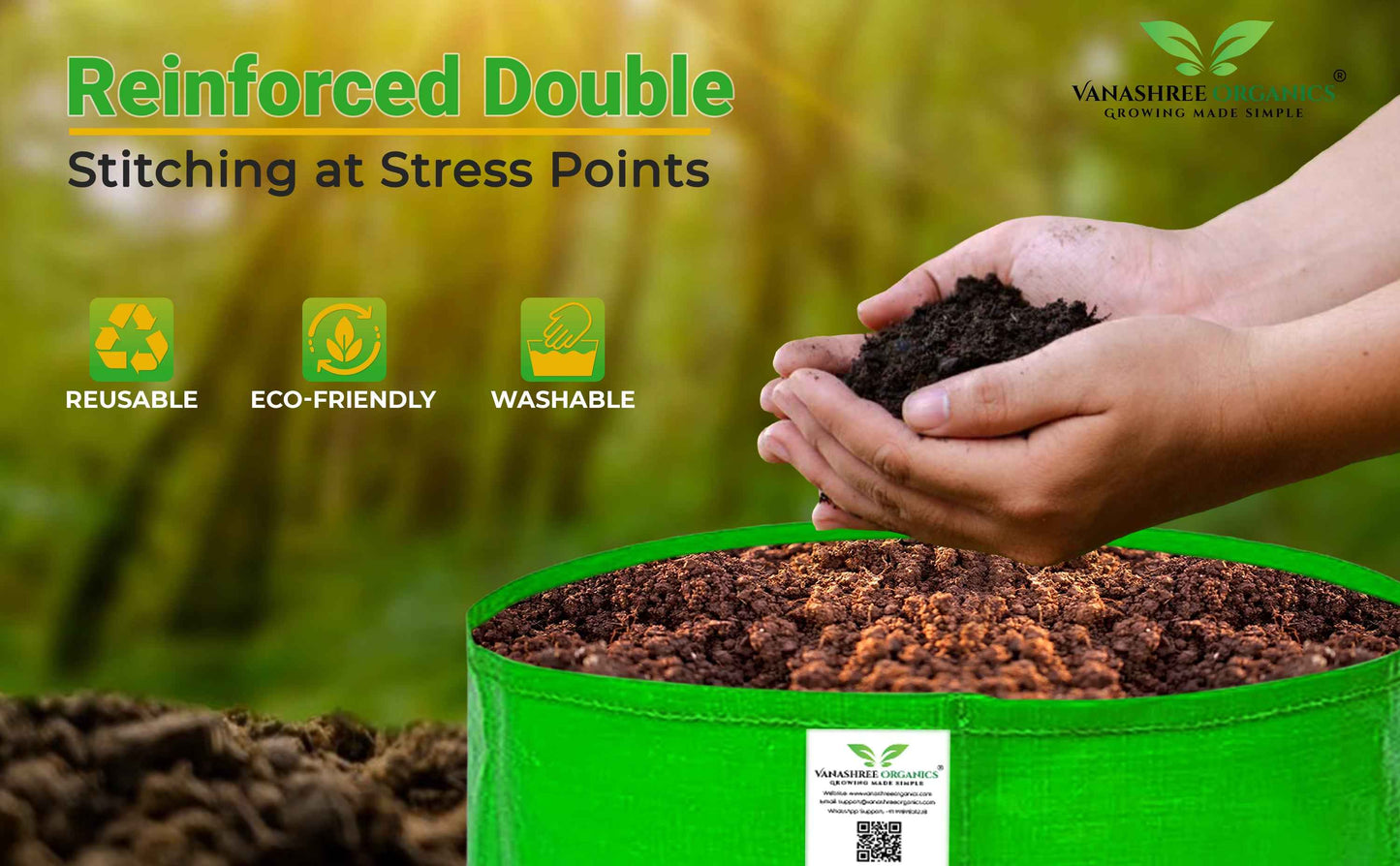 Grow Bag 18x6 Inch for Herbs & Greens - Vanashree Organics