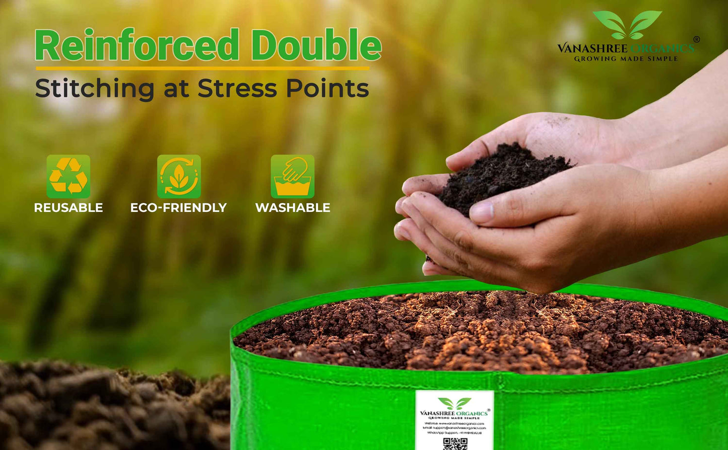 Grow Bag 18x9 Inch for Home Gardening - Vanashree Organics