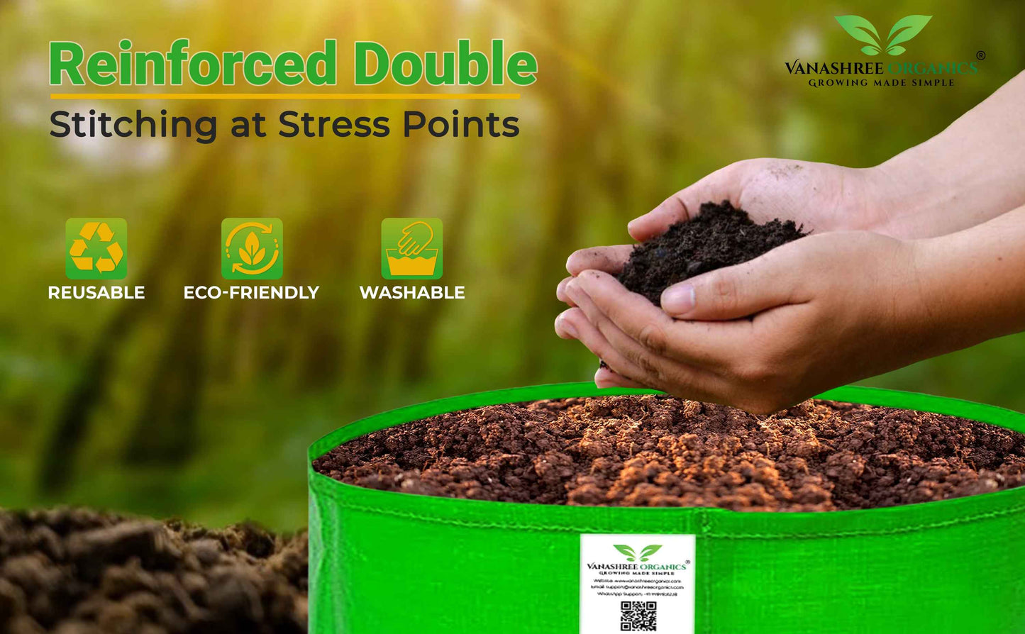 Grow Bag 24x6 Inch for Herbs & Greens - Vanashree Organics