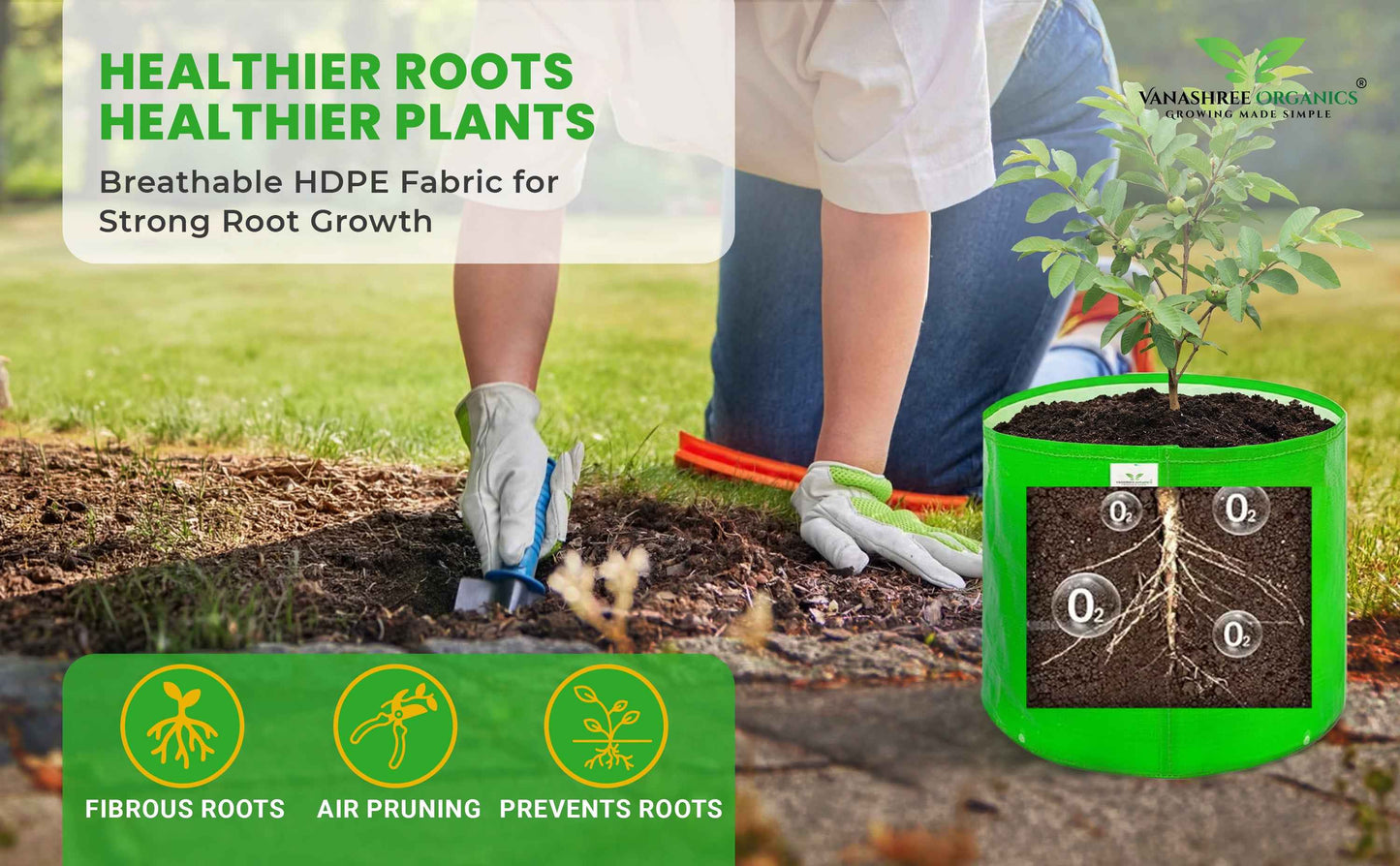 Grow Bag 24x24 Inch for Home Gardening - Vanashree Organics