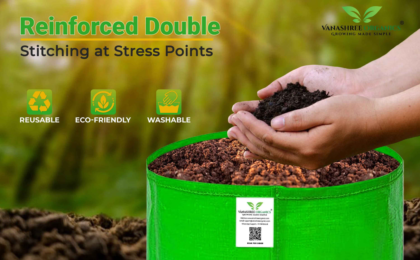 Grow Bag 9x12 Inch for Home Gardening - Vanashree Organics