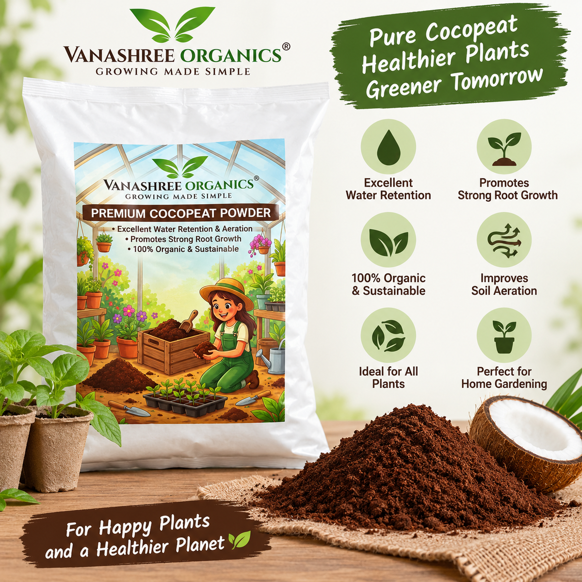 Cocopeat for Soil Conditioning & Growth