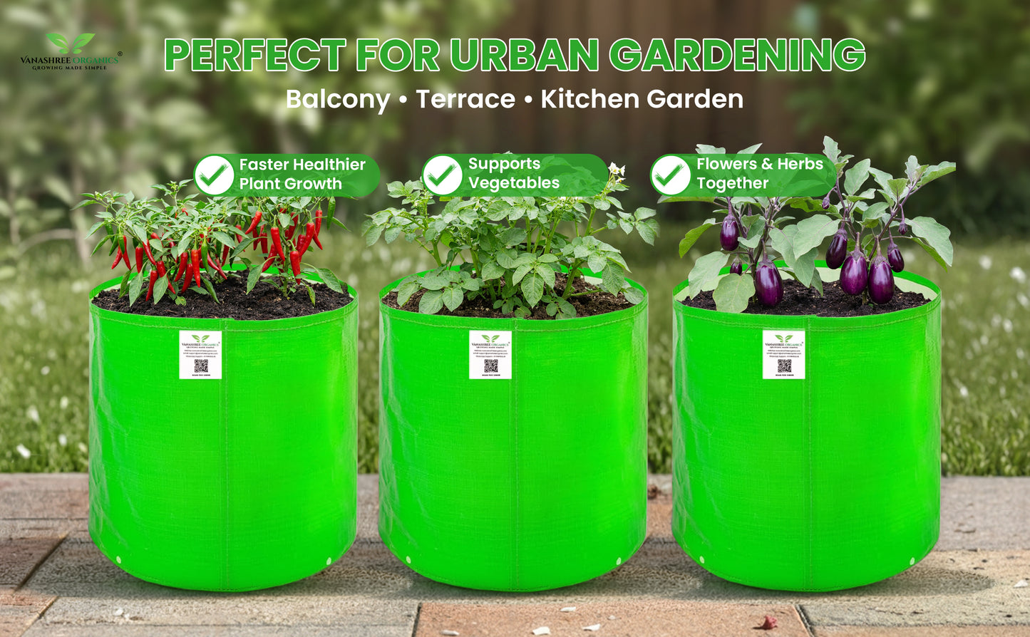Grow Bag 12x12 Inch for Home Gardening