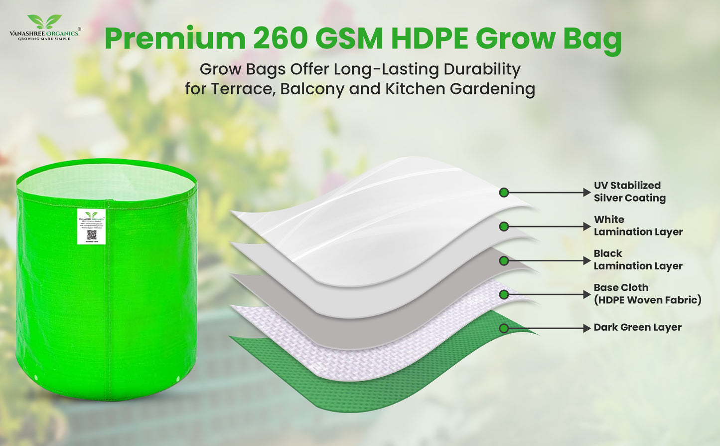 Grow Bag 12x15 Inch for Home Gardening