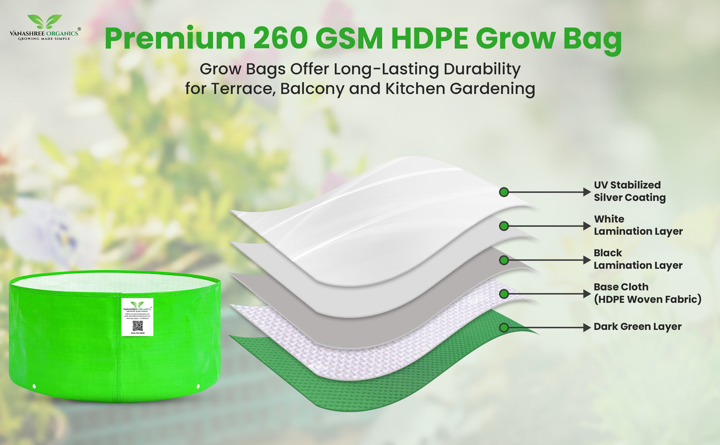 Grow Bag 12x6 Inch for Herbs & Greens