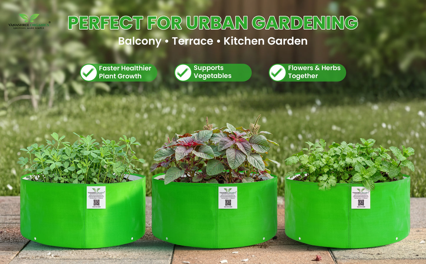 Grow Bag 12x6 Inch for Herbs & Greens