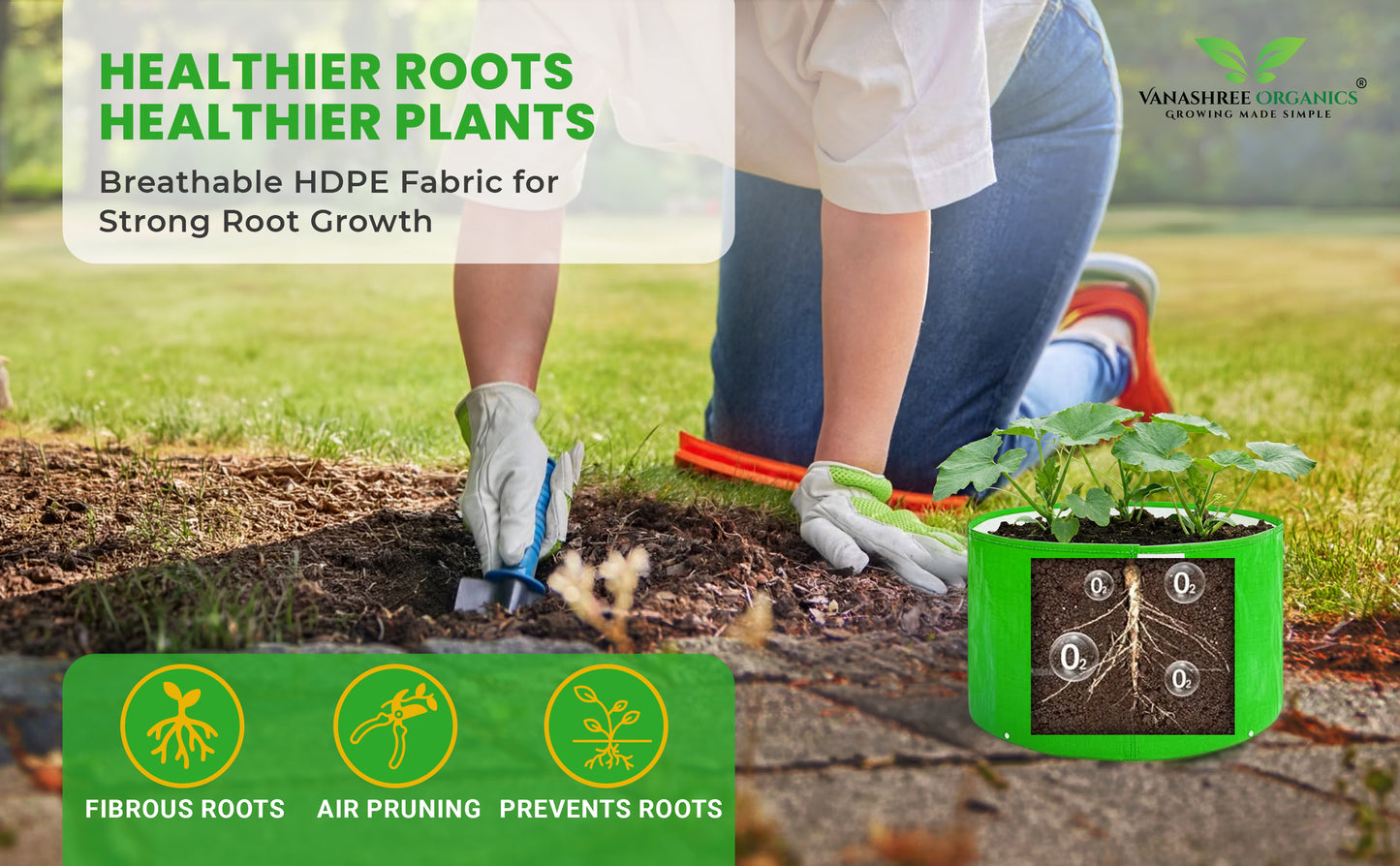 Grow Bag 15x12 Inch for Home Gardening