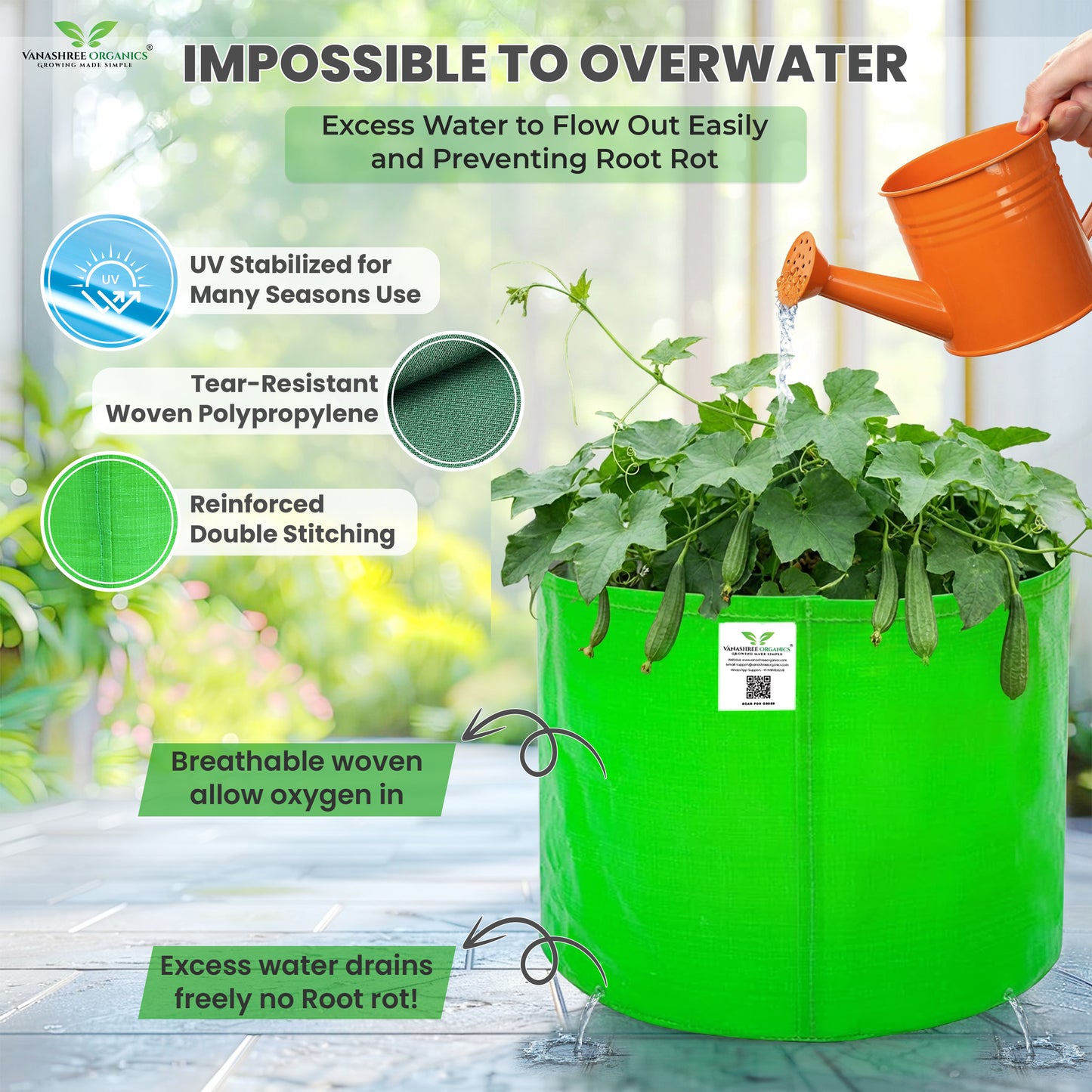 Grow Bag 15x12 Inch for Home Gardening