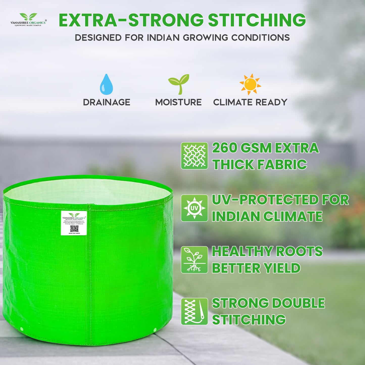 Grow Bag 15x12 Inch for Home Gardening