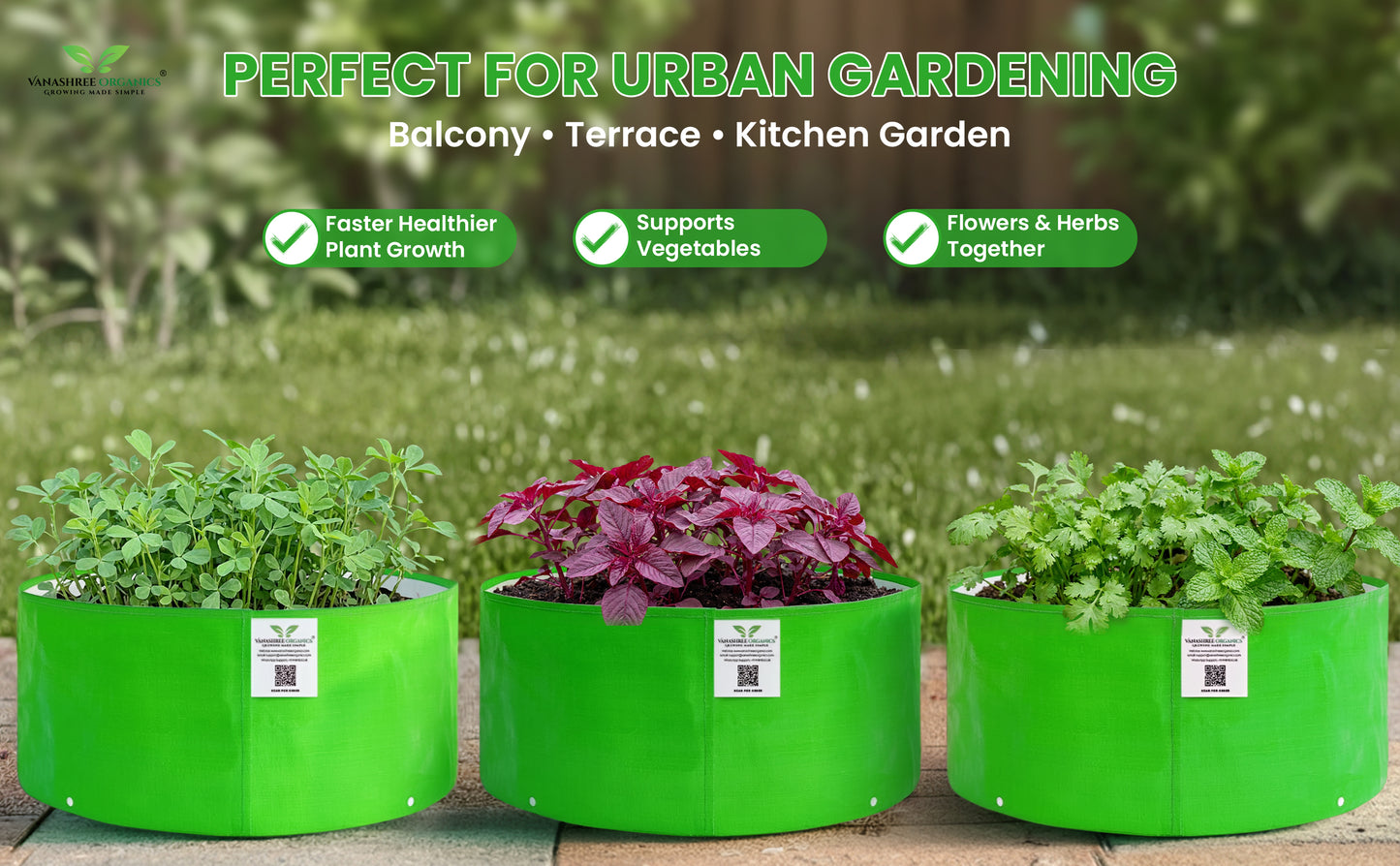 Grow Bag 15x6 Inch for Herbs & Greens