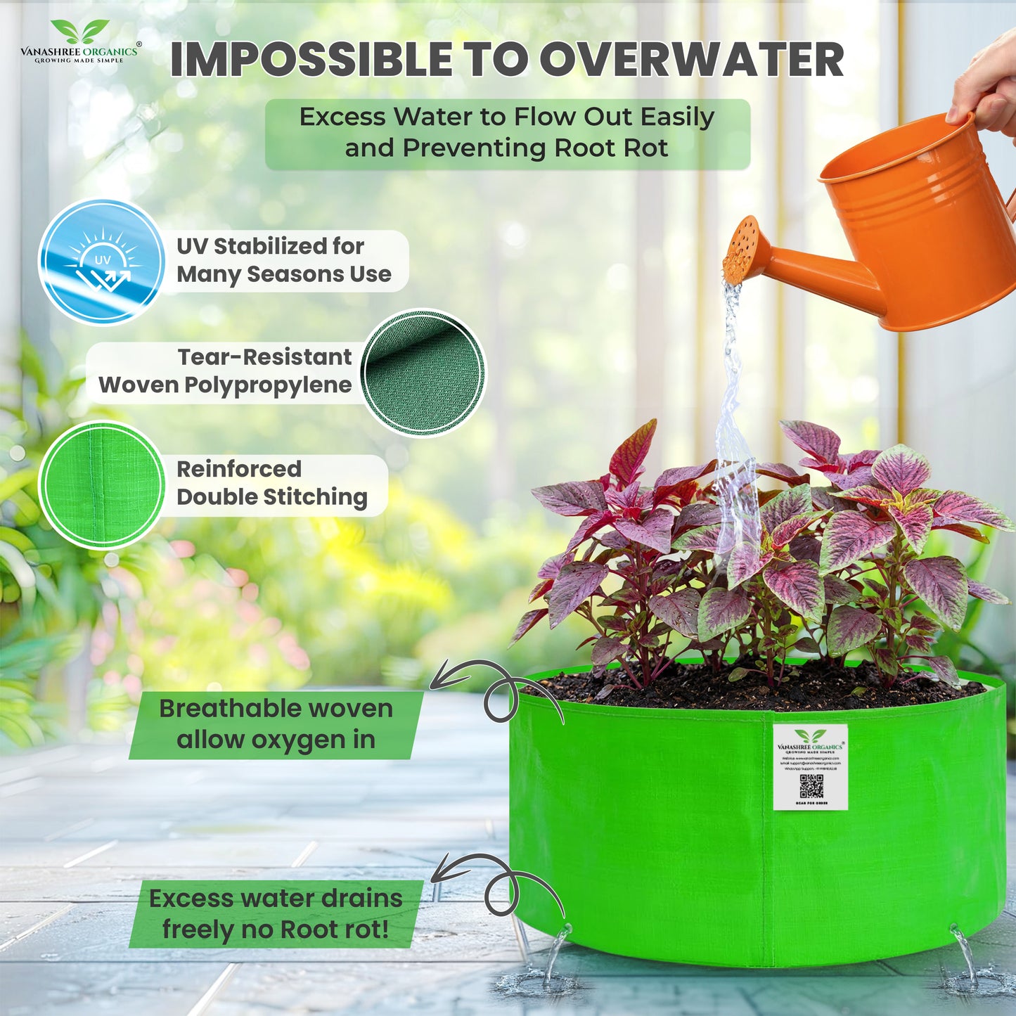 Grow Bag 15x6 Inch for Herbs & Greens