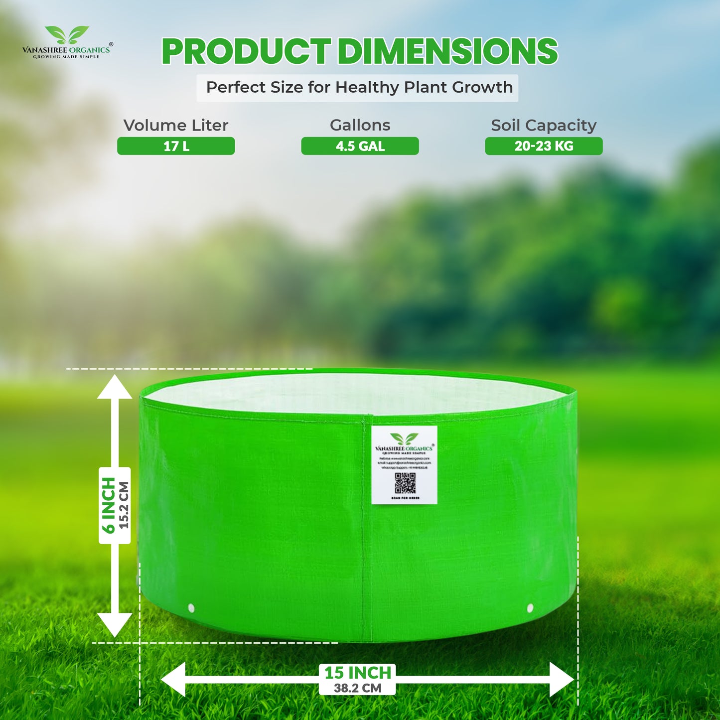 Grow Bag 15x6 Inch for Herbs & Greens