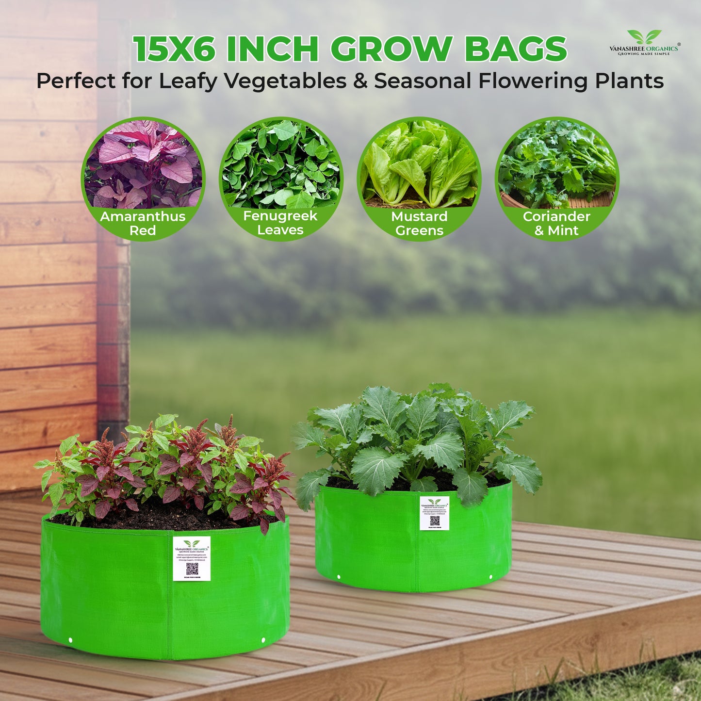 Grow Bag 15x6 Inch for Herbs & Greens