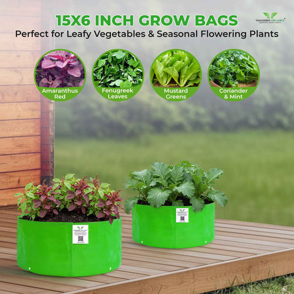 Grow Bag 15x6 Inch for Herbs & Greens - Vanashree Organics