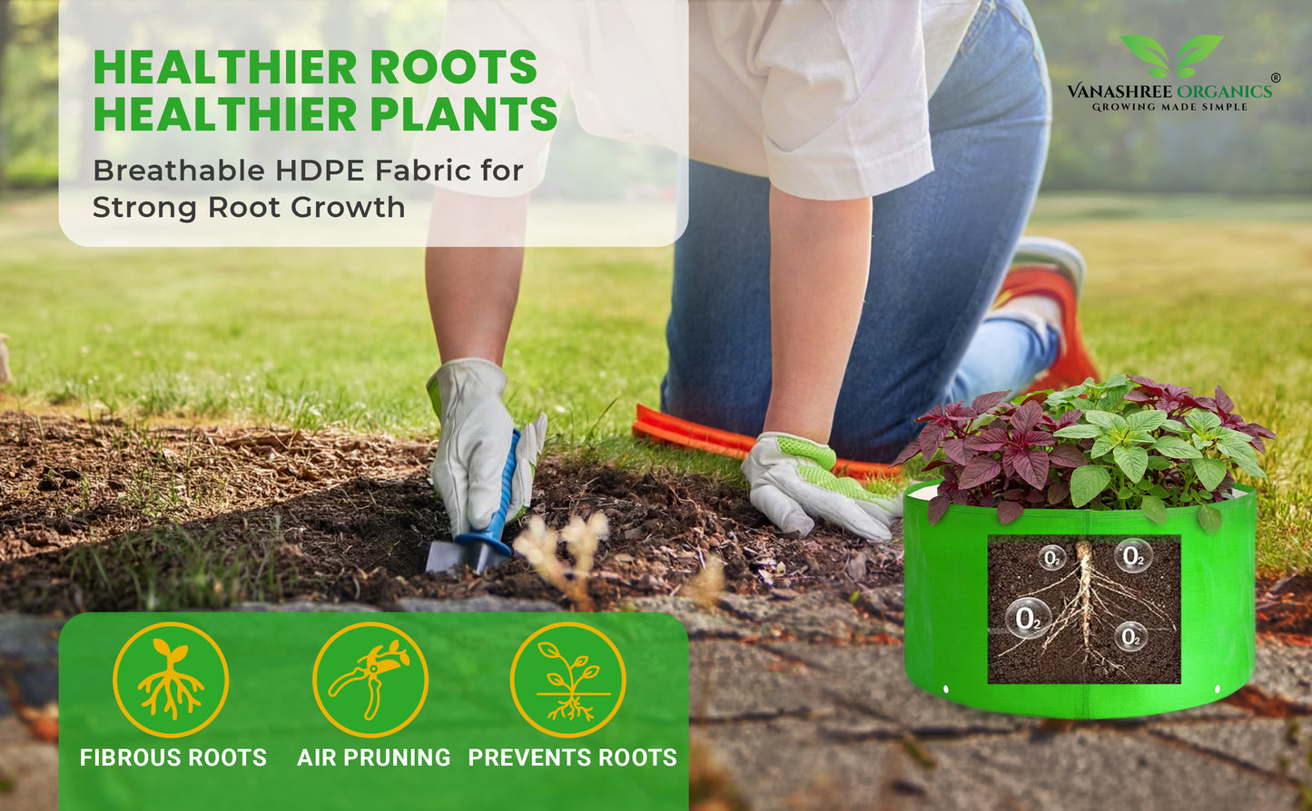 Grow Bag 15x9 Inch for Home Gardening