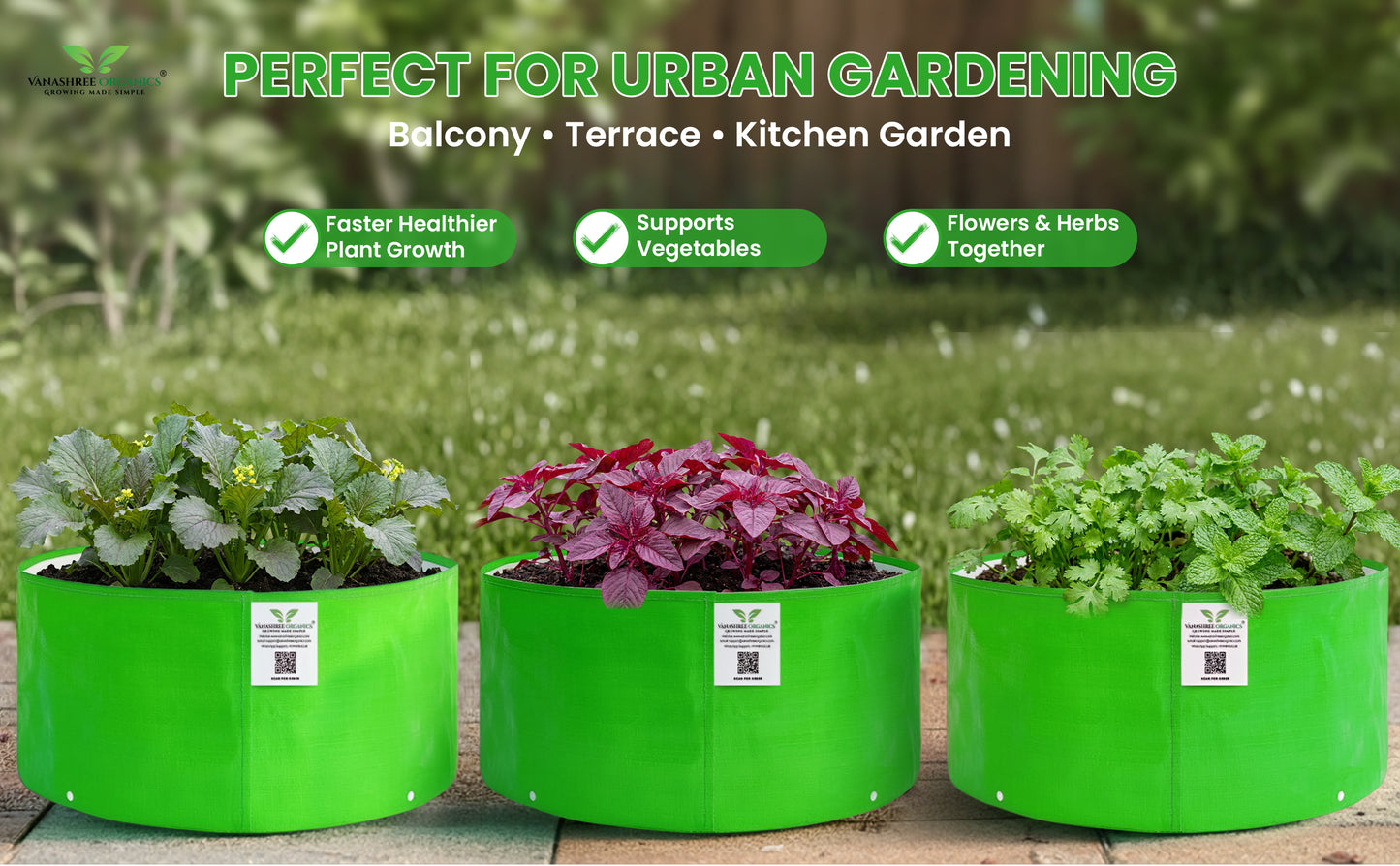 Grow Bag 15x9 Inch for Home Gardening