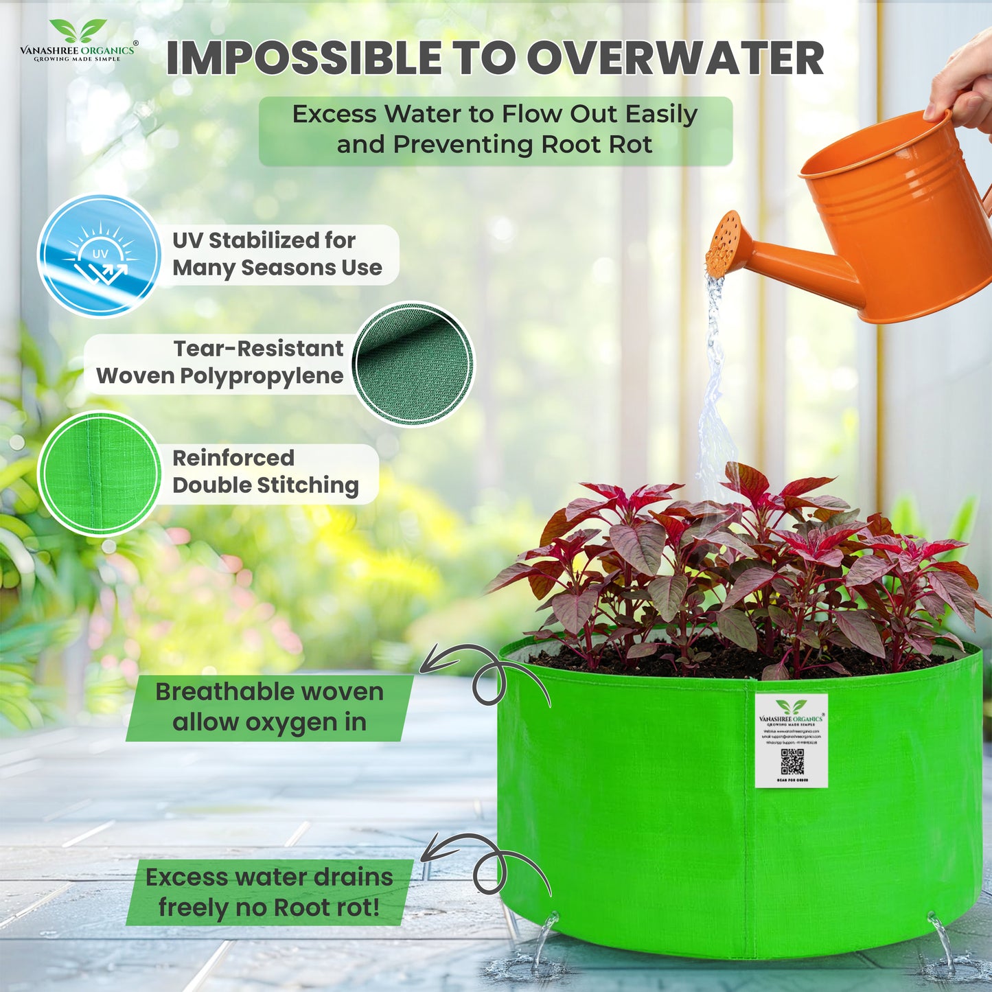 Grow Bag 15x9 Inch for Home Gardening