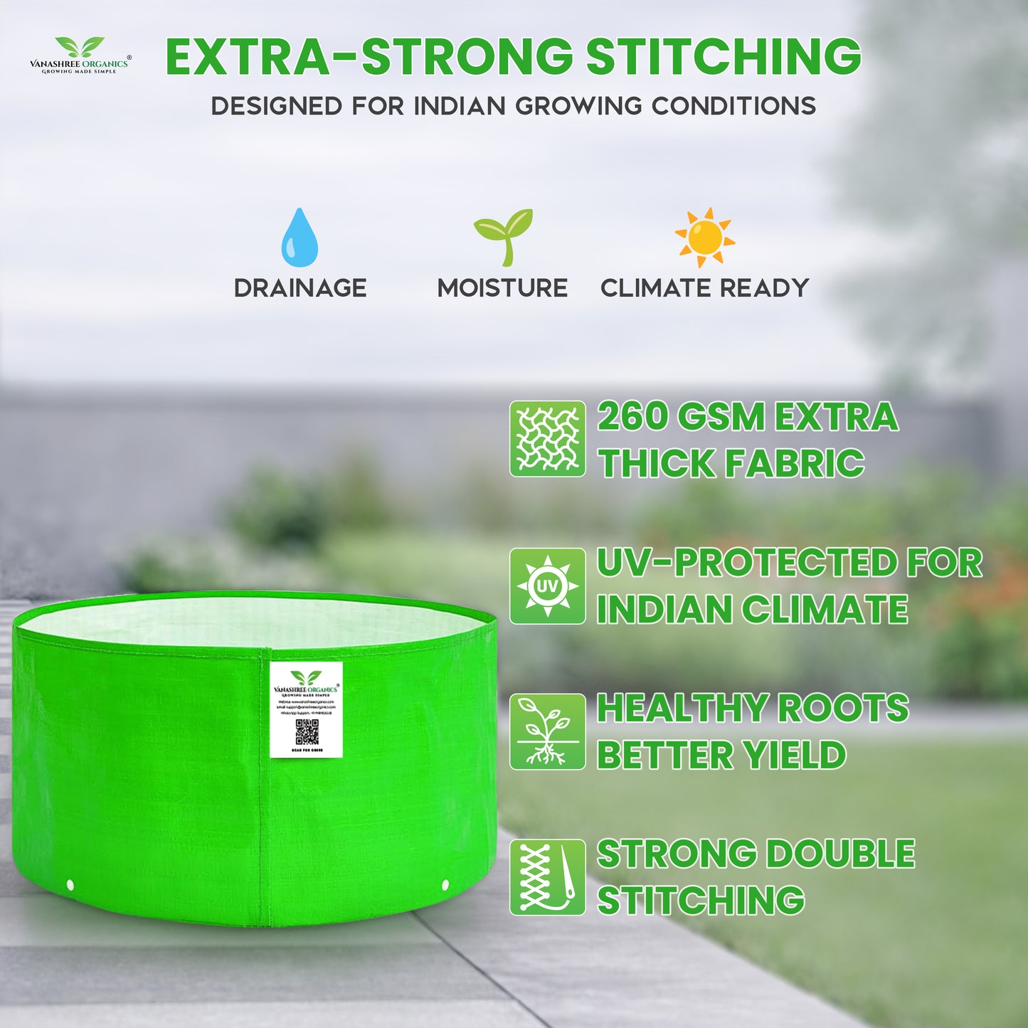 Grow Bag 15x9 Inch for Home Gardening