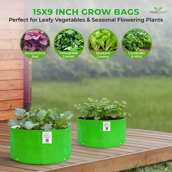Grow Bag 15x9 Inch for Home Gardening - Vanashree Organics