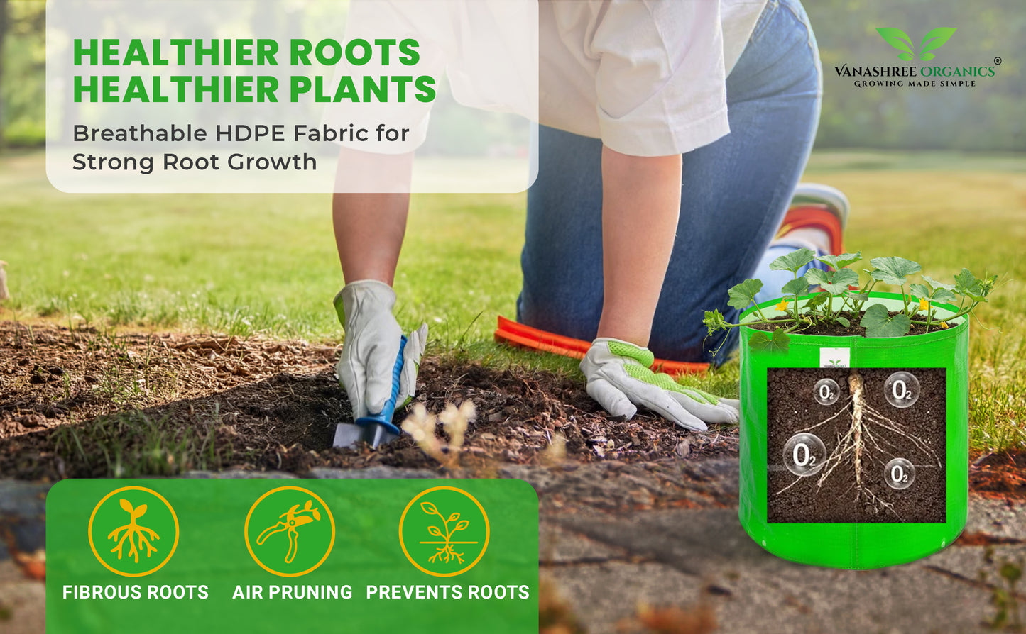 Grow Bag 15x15 Inch for Home Gardening