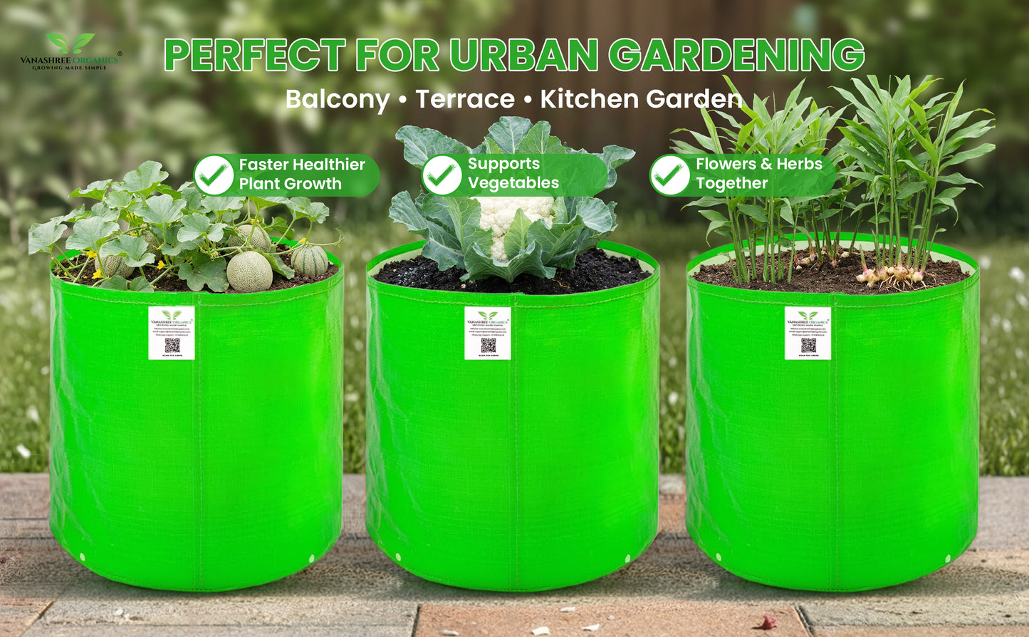 Grow Bag 15x15 Inch for Home Gardening