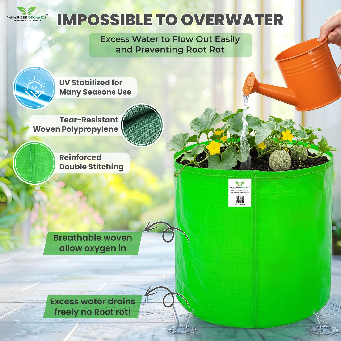 Grow Bag 15x15 Inch for Home Gardening