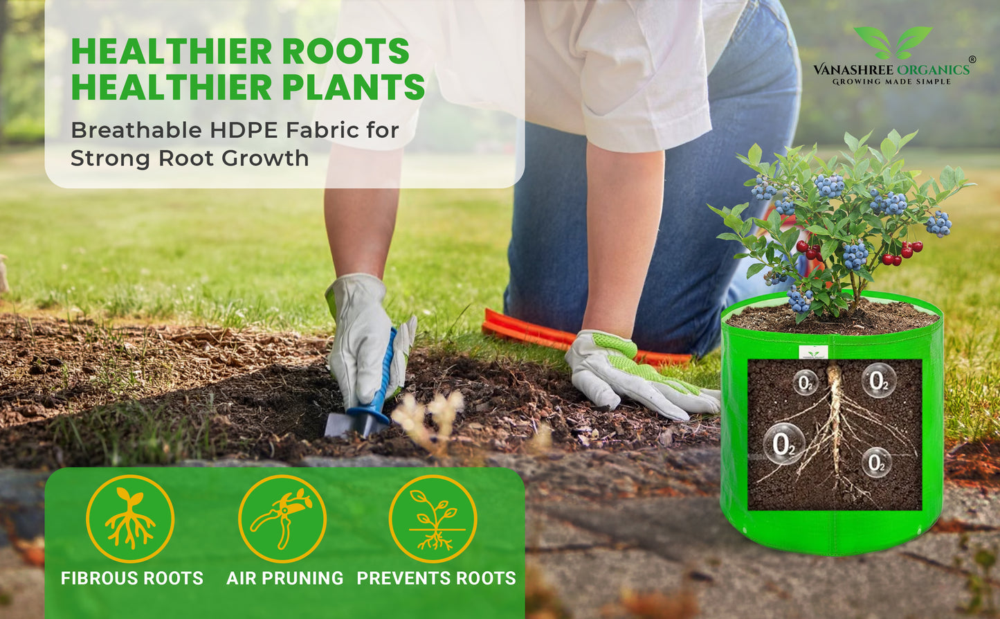 Grow Bag 18x18 Inch for Home Gardening