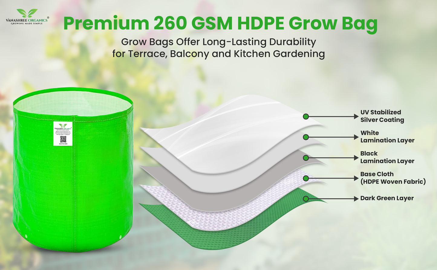 Grow Bag 18x24 Inch for Home Gardening