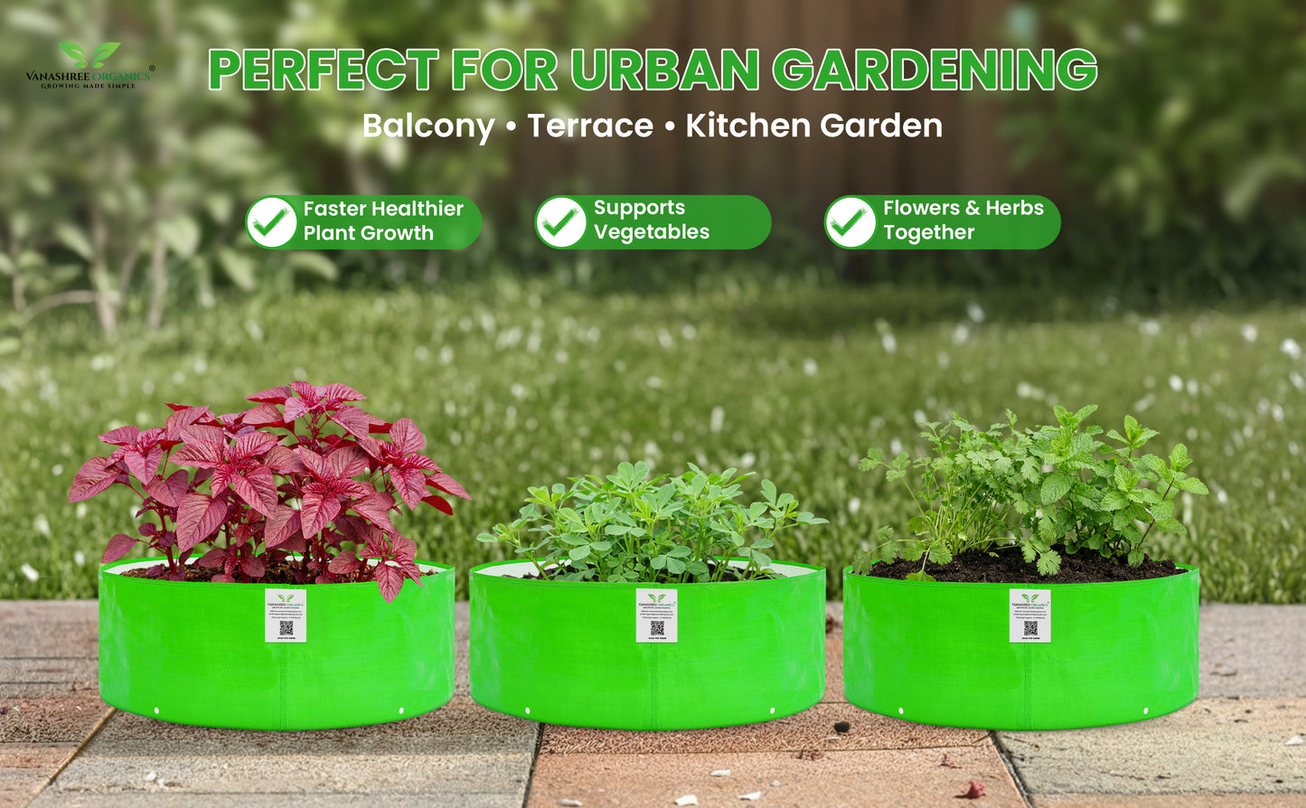 Grow Bag 18x6 Inch for Herbs & Greens
