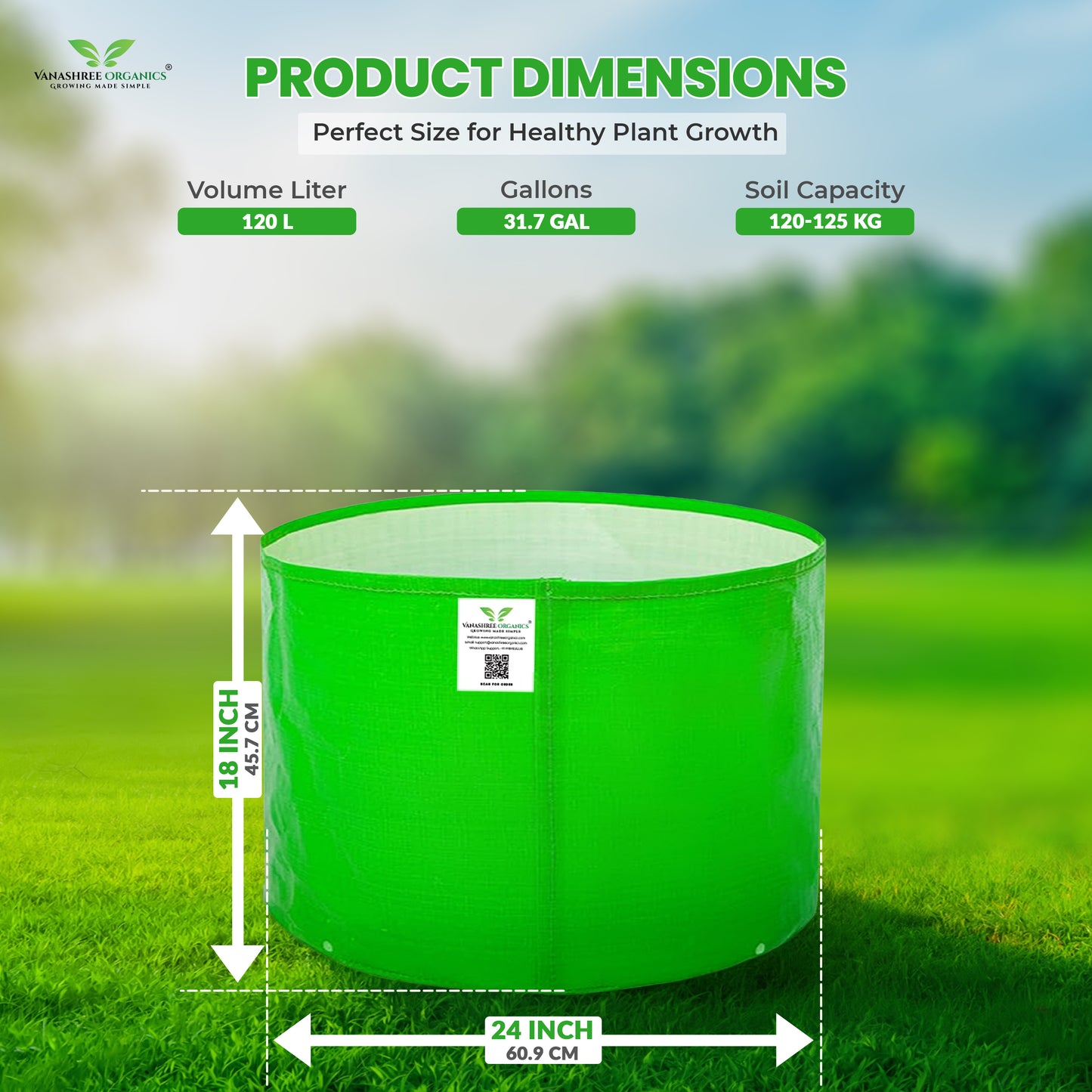 Grow Bag 24x18 Inch for Home Gardening