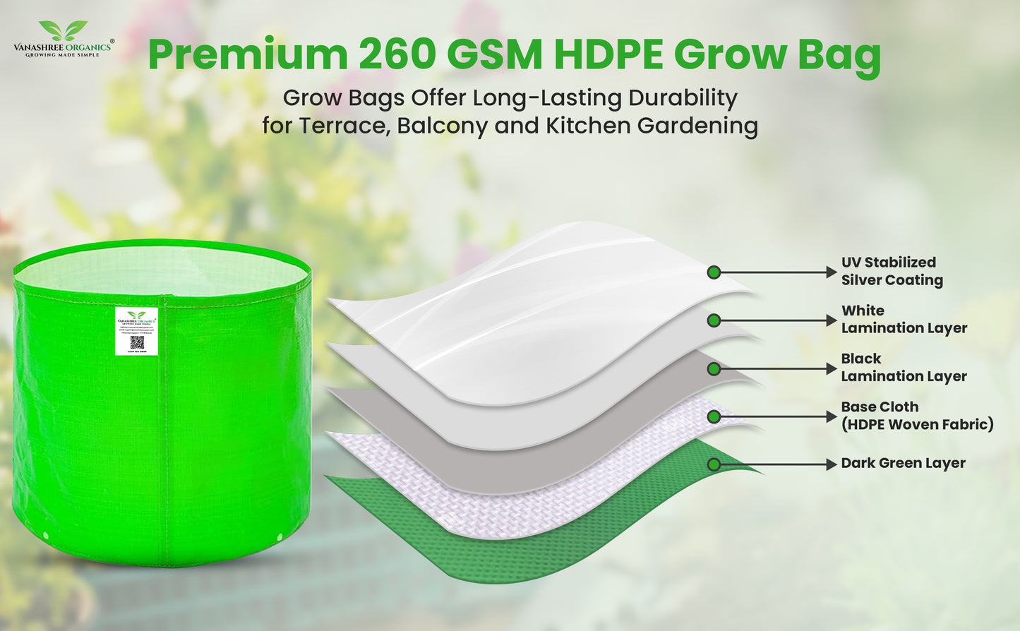 Grow Bag 24x24 Inch for Home Gardening