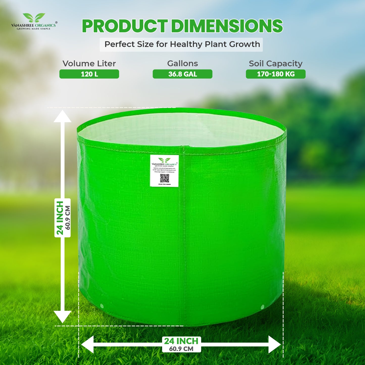 Grow Bag 24x24 Inch for Home Gardening