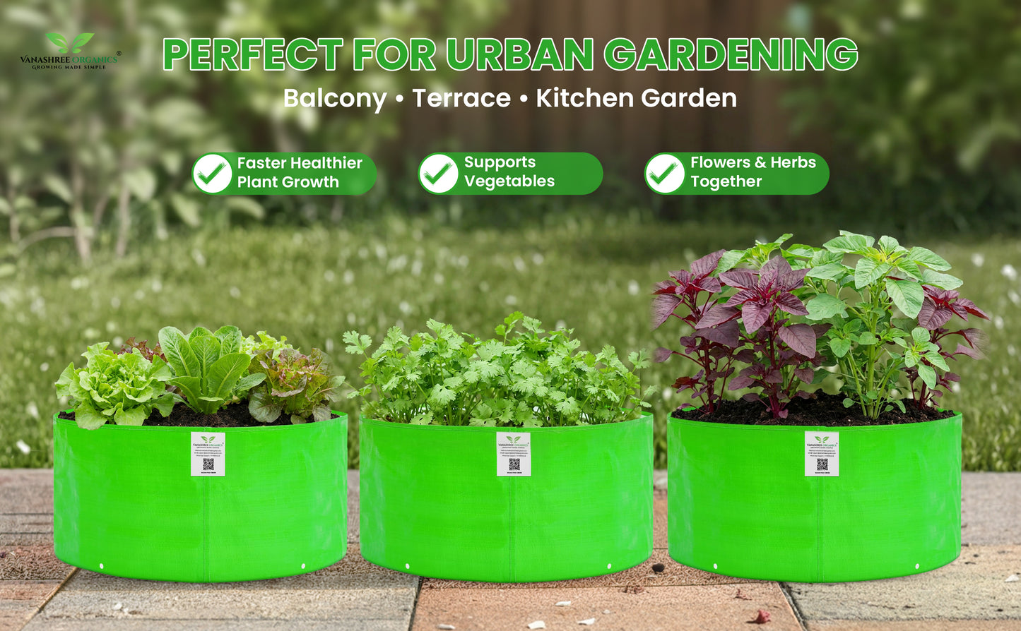 Grow Bag 24x9 Inch for Home Gardening