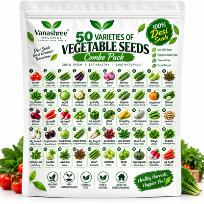 50 Variety Desi Vegetable Seeds Combo | Premium Vegetable Seeds Kit | High Germination | Kitchen & Terrace Garden