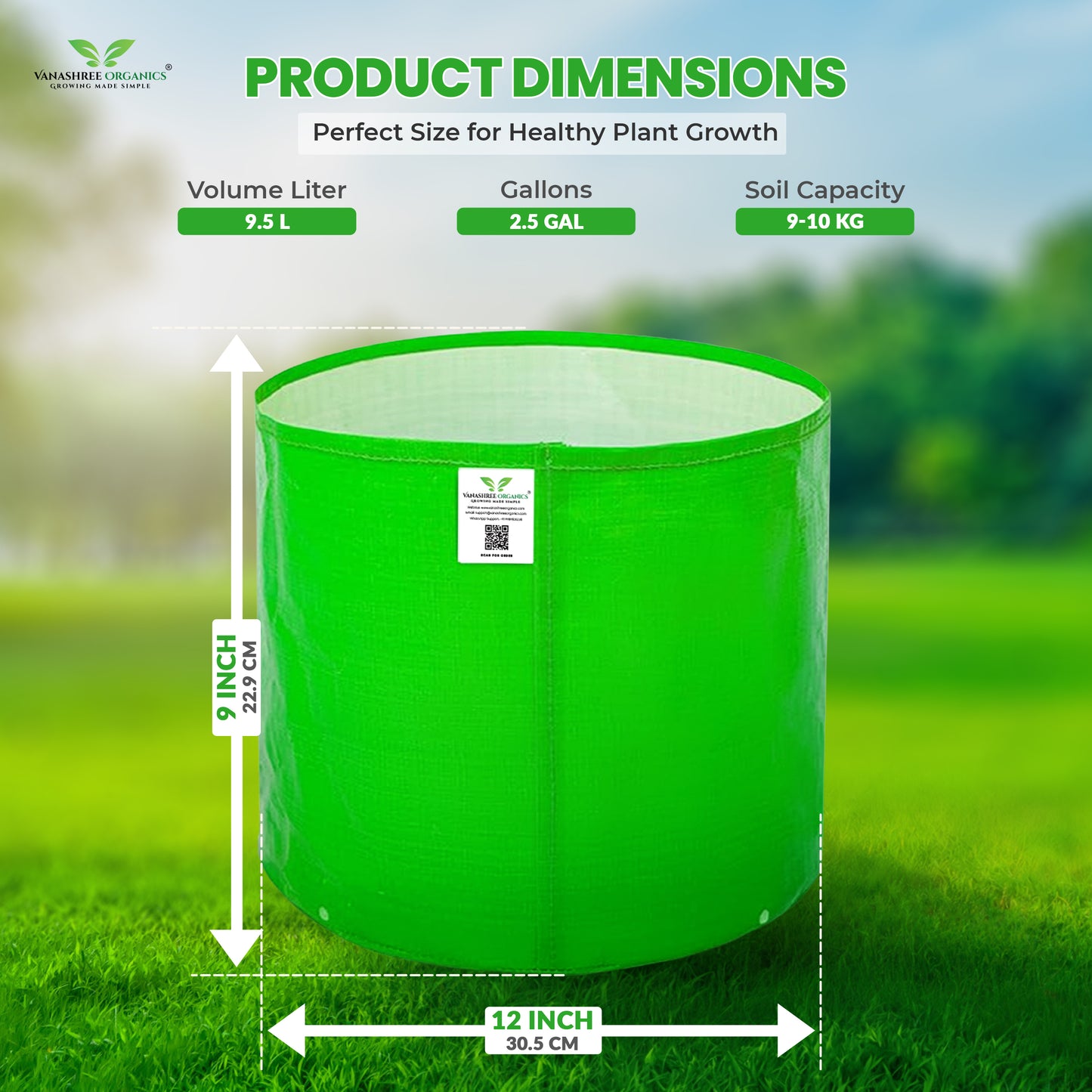 Grow Bag 9x12 Inch for Home Gardening