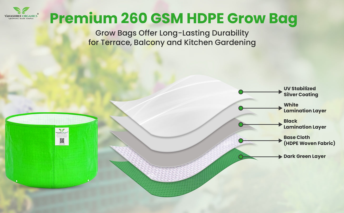 Grow Bag 9x6 Inch for Herbs & Greens