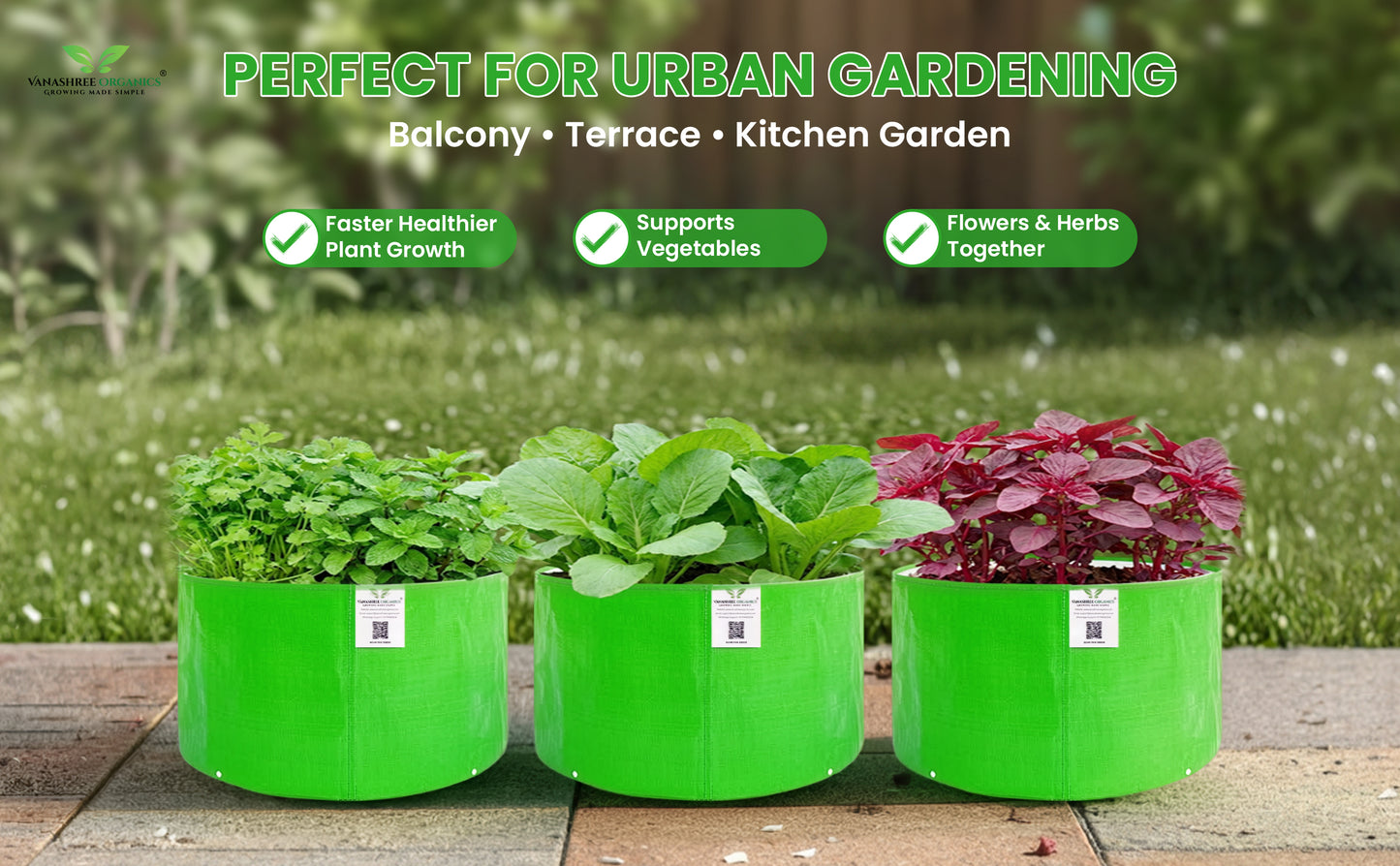 Grow Bag 9x6 Inch for Herbs & Greens