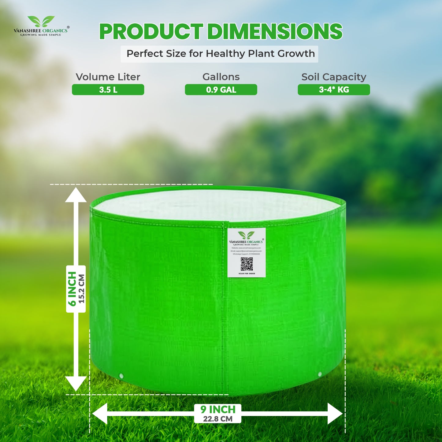 Grow Bag 9x6 Inch for Herbs & Greens