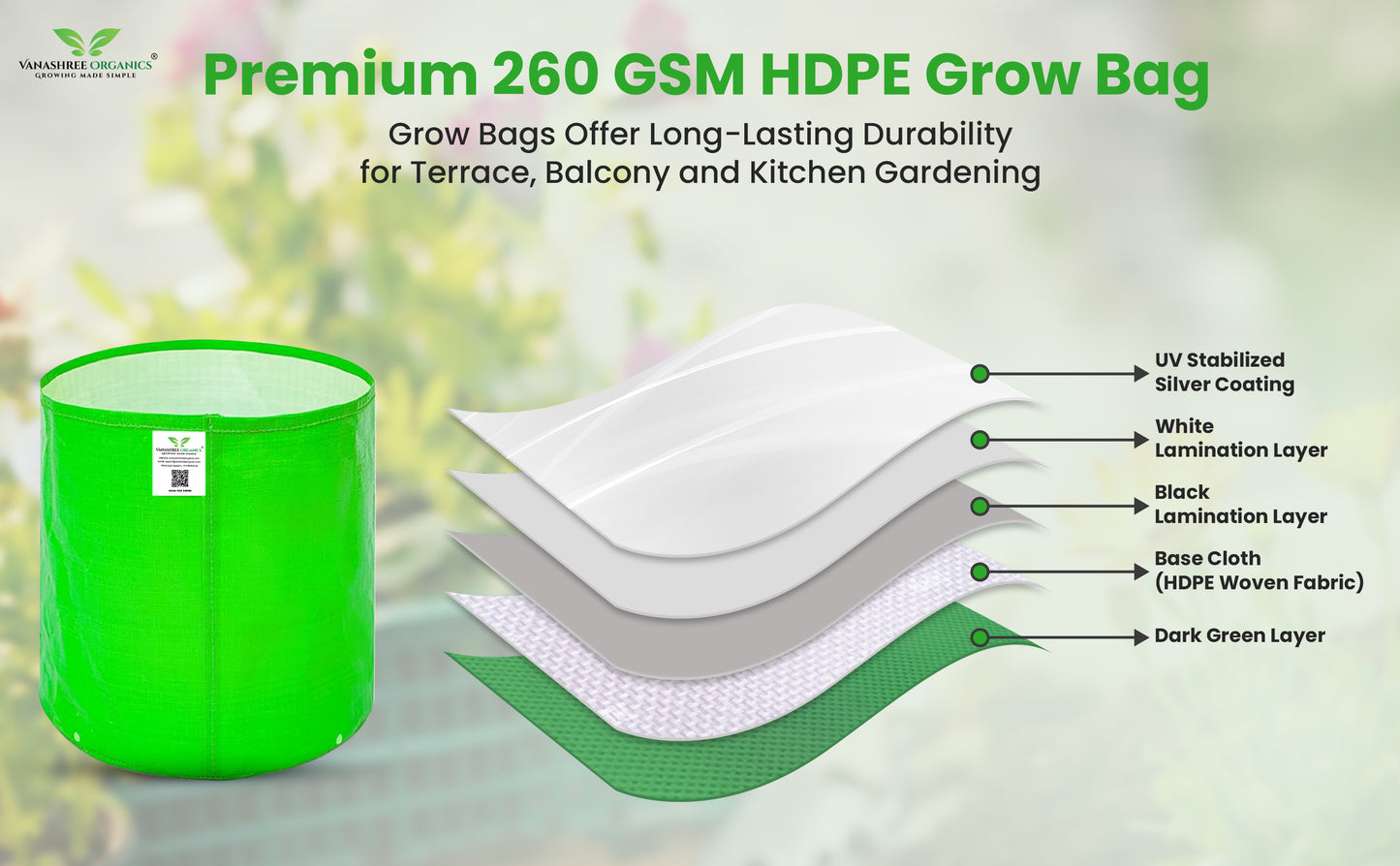 Grow Bag 9x9 Inch for Home Gardening