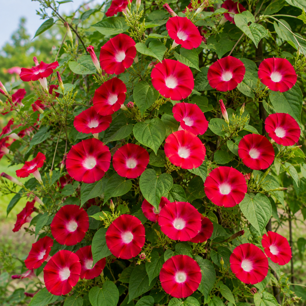 Morning Glory Scarlet O'Hara Seeds – Vivid Red Climbing Flower Seeds for Home Gardening - Vanashree Organics