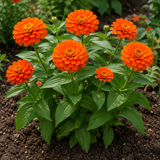 Zinnia Orange Seeds – Vibrant Flowering Variety | High Germination for Home Gardening - Vanashree Organics