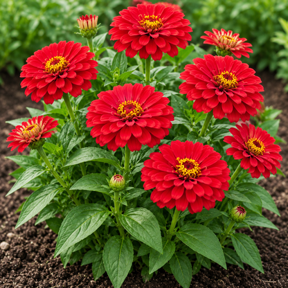 Zinnia Red Seeds – Bold Flowering Variety | High Germination for Home Gardening