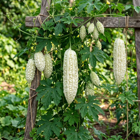Bitter Gourd White Seeds – Desi Tella Kakarakaya Variety | Karela/Pavakkai | High Germination for Home Gardening - Vanashree Organics