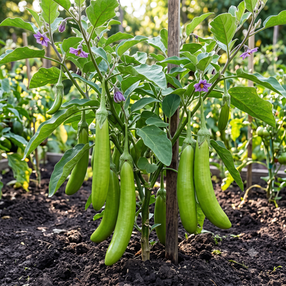 Brinjal Green Seeds – Desi Pacha Vankaya Variety | Baingan/Kathirikai | High Germination for Home Gardening - Vanashree Organics